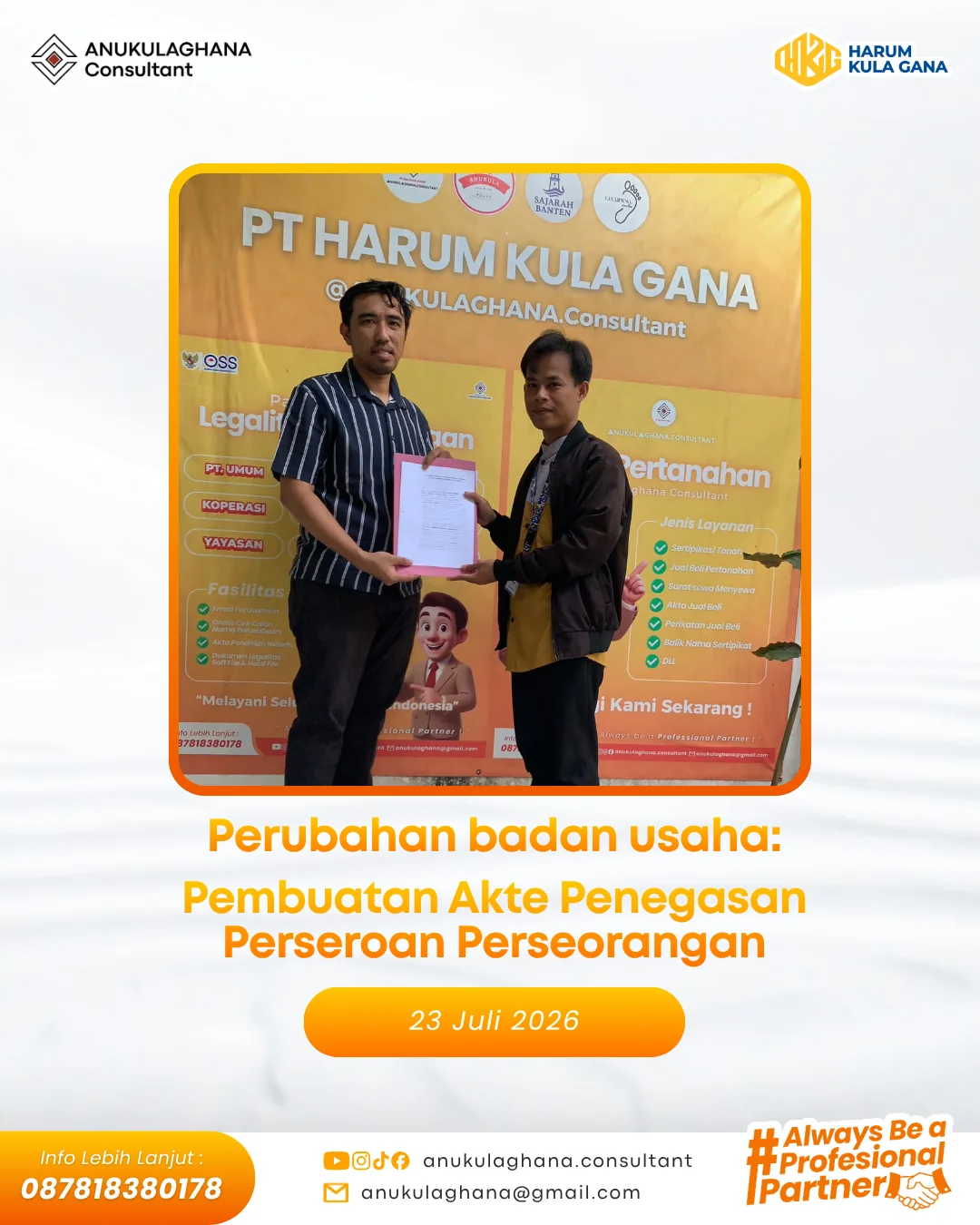 Akta Penegasan PT Perorangan
